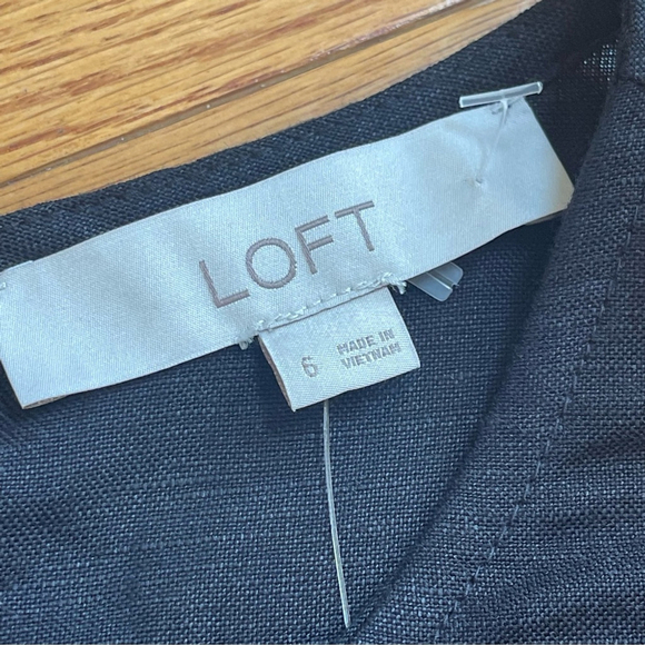 LOFT black linen jumpsuit romper wide leg pants belted Sz 6 - Picture 8 of 16